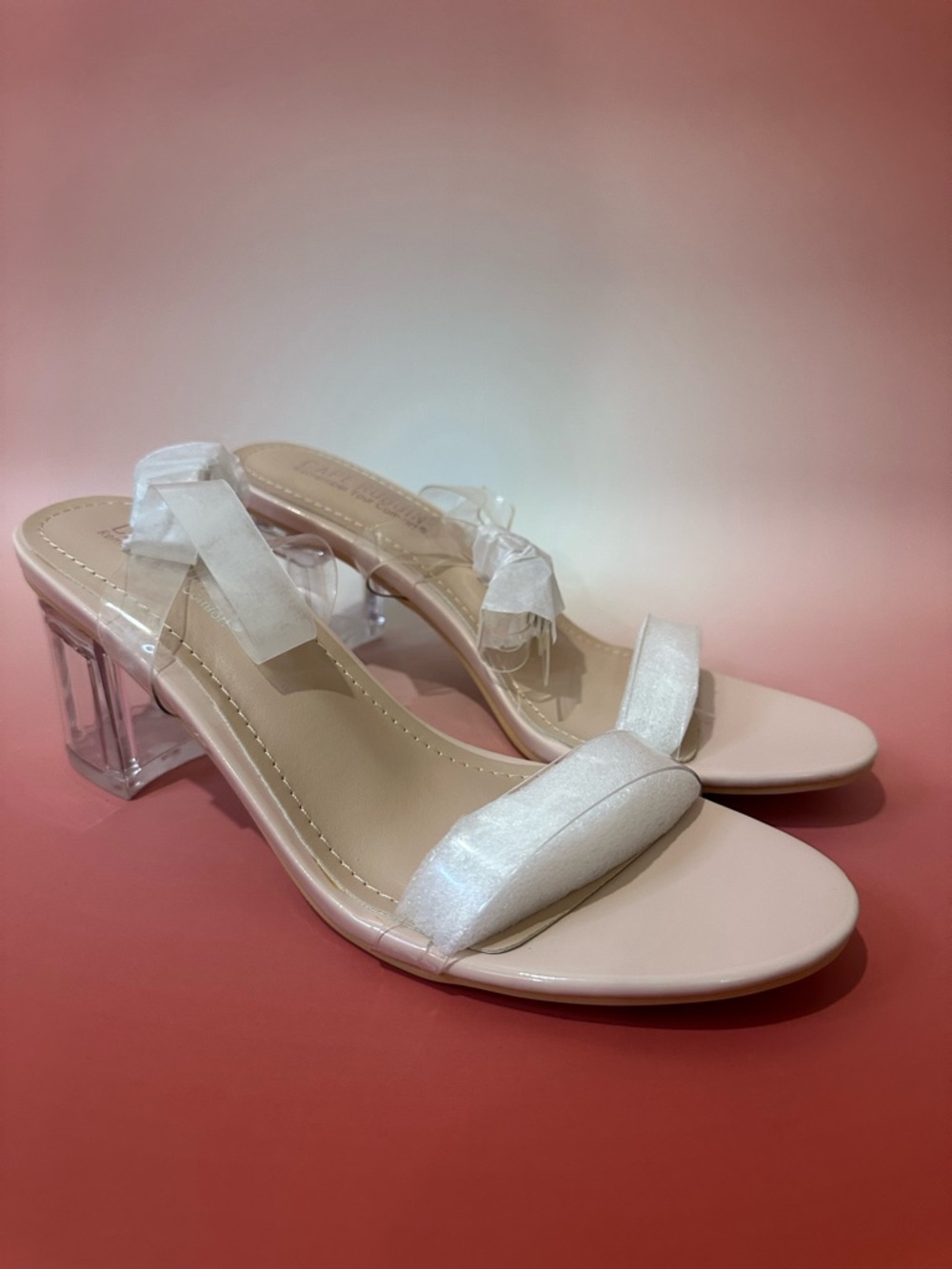 Cape Robbin Clear Block Heel Slide Sandals White Open Toe Mule Heels